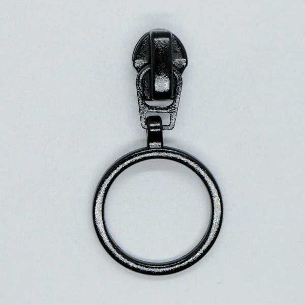 Reißverschluß Schieber 4 mm mit Ring, schwarz